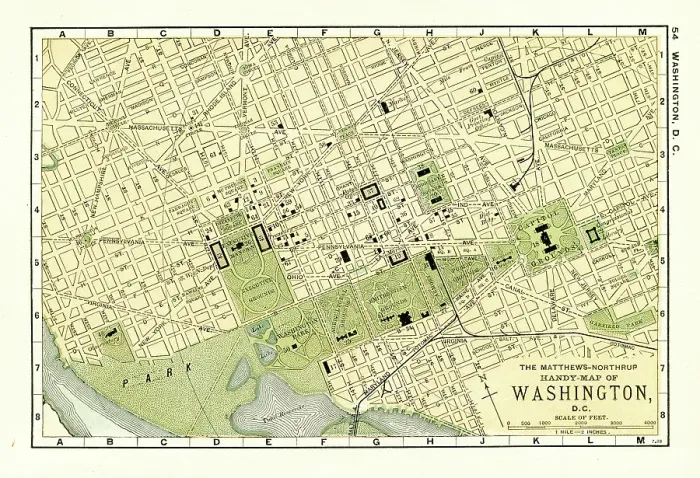 Framed Print : Washington DC map 1898 Framed Print : Washington DC map 1898