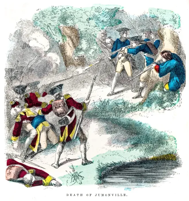Framed Print : Washington death of Jumonville engraving 1859 Framed Print : Washington death of Jumonville engraving 1859