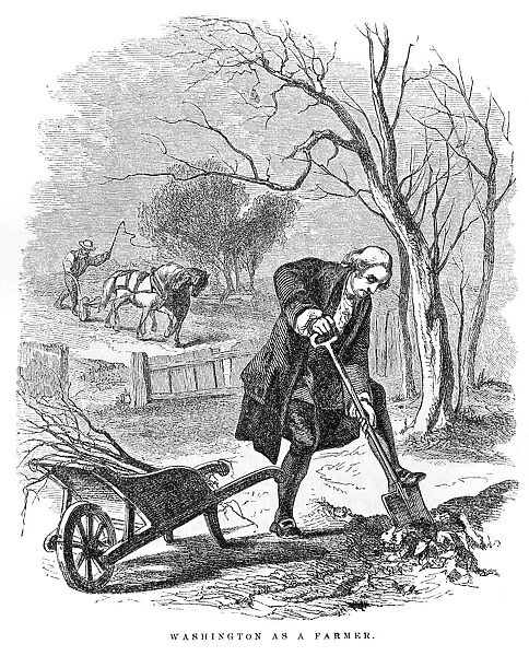 Washington as a farmer engraving 1859