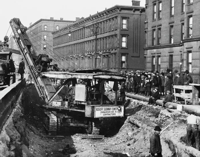 Framed Print : Washington Heights Subway Extension. 1925