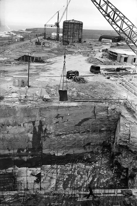 Framed Print : Waste Pit. 14th July 1956: The massive pit being dug at the Dounreay atomic Framed Print : Waste Pit. 14th July 1956: The massive pit being dug at the Dounreay atomic
