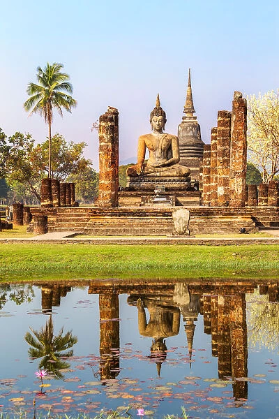 Wat Mahathat temple at sunrise, Sukhothai, Thailand