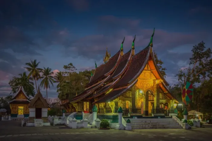 Framed Print : Wat Xieng thong temple at twilight time Framed Print : Wat Xieng thong temple at twilight time