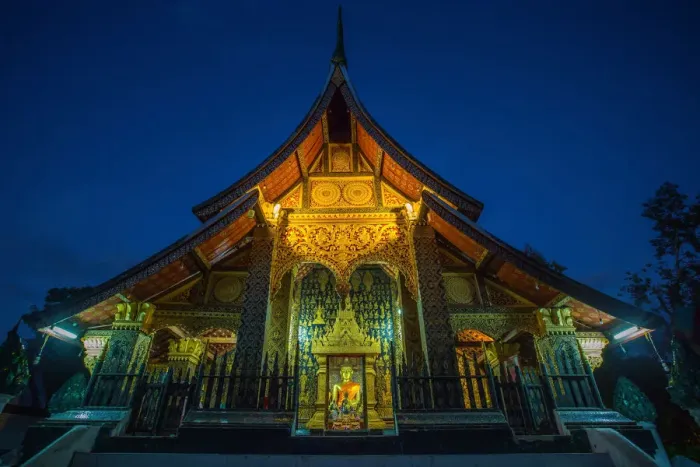 Framed Print : Wat Xieng thong temple at twilight time Framed Print : Wat Xieng thong temple at twilight time