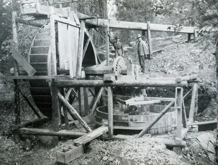 Framed Print : Water-driven Device for Crushing Gold Ore Framed Print : Water-driven Device for Crushing Gold Ore