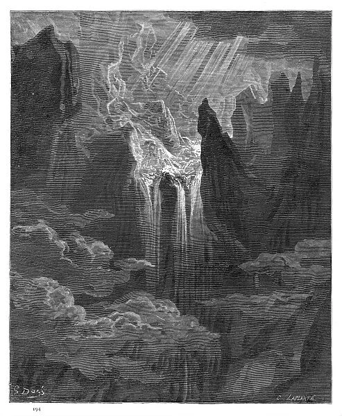 Water falling paradise lost engraving 1885