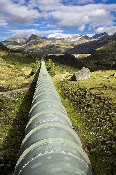 Water pipeline, Silvretta-Stausee reservoir, Bielerhohe Pass, Vorarlberg Montafon, Austria