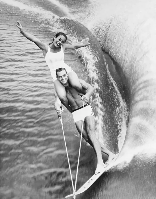 Framed Print : Water Skiing Pair in Florida Framed Print : Water Skiing Pair in Florida