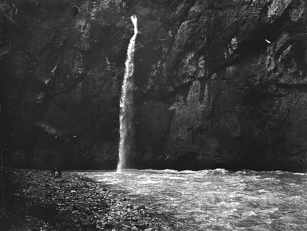 Waterfall. August 1910: A waterfall in the Aareschlucht, Switzerland
