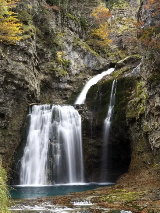 Framed Print : Waterfall in a forest in Autumn Framed Print : Waterfall in a forest in Autumn