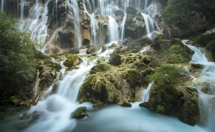 Framed Print : Waterfall in Jiuzhaigou Framed Print : Waterfall in Jiuzhaigou
