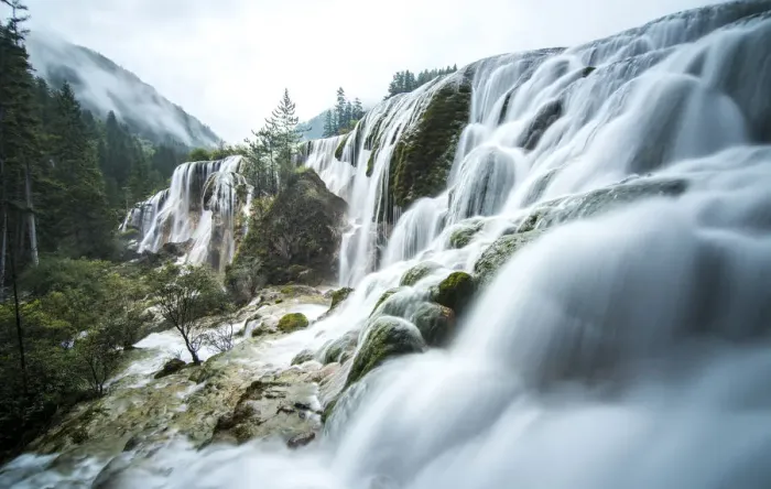 Framed Print : Waterfall at Jiuzhaigou Framed Print : Waterfall at Jiuzhaigou