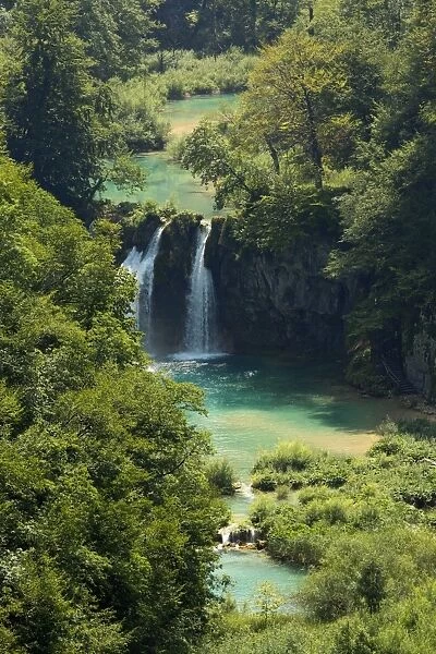 Waterfall between two lakes