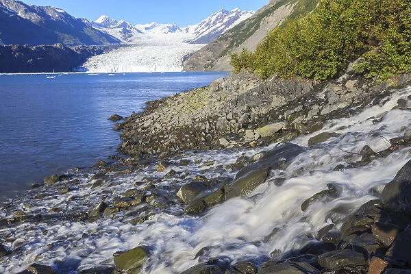 Waterfall near Smith Glacier by College Fjord, Prince William Sound, Alaska, USA