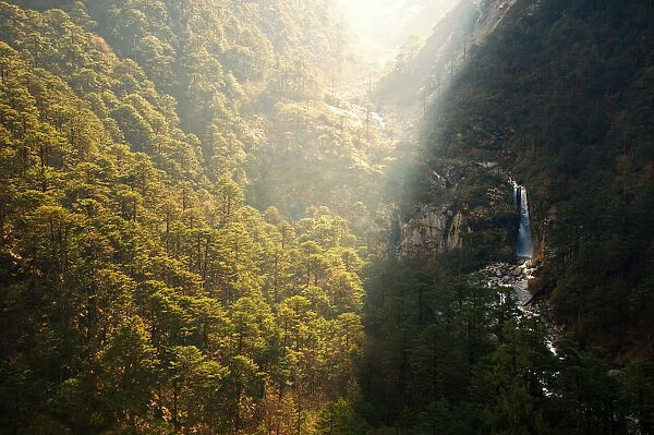 Waterfall beside the road to the north of Sikkim
