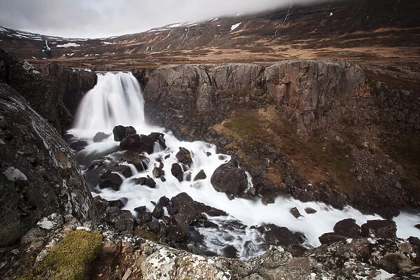 Waterfall in Vesturdalur, Seydisfjoerdur, Iceland, Europe