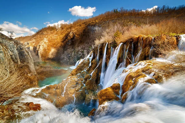 Waterfalls in spring at Plitvice Lakes, Croatia