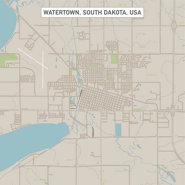 Watertown South Dakota US City Street Map