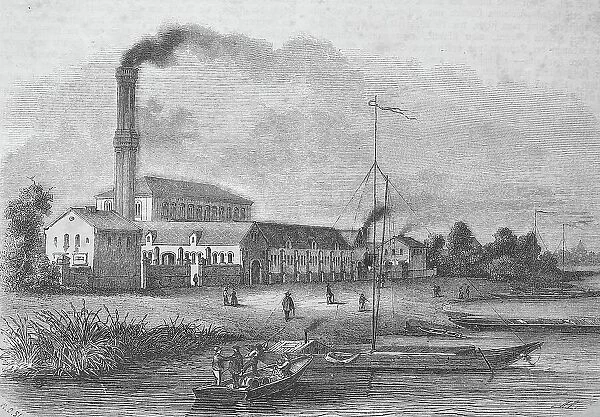 The waterworks in Berlin, Germany, water purification, photo or illustration, published in 1892, digitally restored reproduction of an original 19th century artwork, exact original date unknown