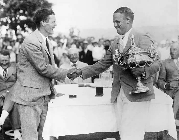 Framed Print : Watts Gunn Congratulating Bobby Jones Framed Print : Watts Gunn Congratulating Bobby Jones