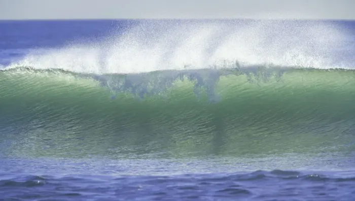 Framed Print : Wave breaking, with spray