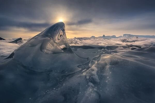 Wave form of frozen lake