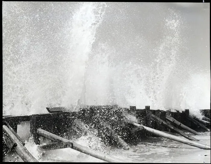 Framed Print : Waves Dashing Against Breakwater