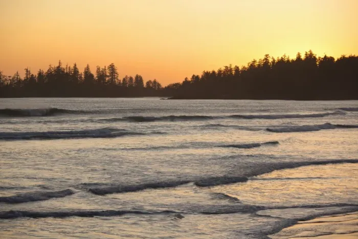 Framed Print : Waves At Long Beach A Surfers Paradise At Sunset In Pacific Rim National Park Near Tofino