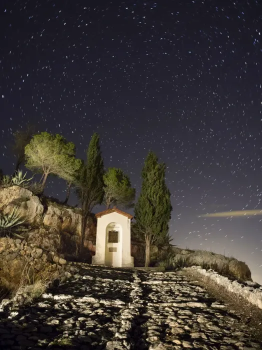 Framed Print : Former way paved of a viacrucis in the night Framed Print : Former way paved of a viacrucis in the night