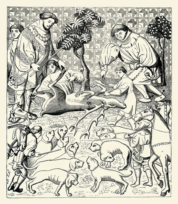 Framed Print : The Way to Skin and Cut up a Stag Framed Print : The Way to Skin and Cut up a Stag