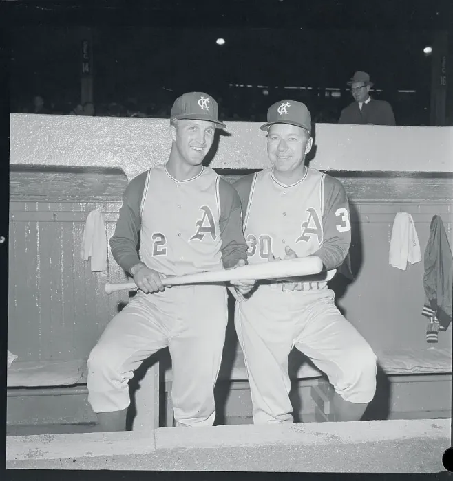 Framed Print : Wayne Causey and Ed Lopat in Dugout