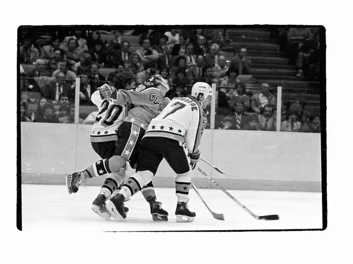 Framed Print : Wayne Gretzky Battles Two Players in All-Star Action Framed Print : Wayne Gretzky Battles Two Players in All-Star Action