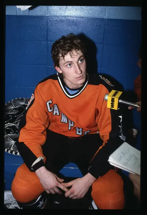 Framed Print : Wayne Gretzky Listens to Reporter's Question in Locker Room Framed Print : Wayne Gretzky Listens to Reporter's Question in Locker Room
