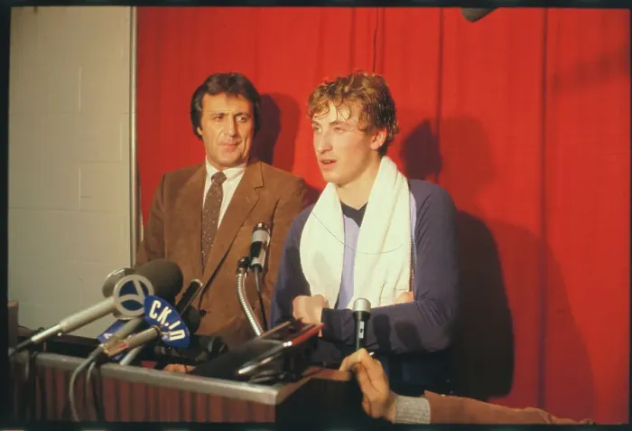 Framed Print : Wayne Gretzky at News Conference Framed Print : Wayne Gretzky at News Conference