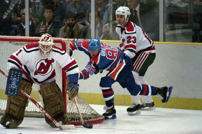 Framed Print : Wayne Gretzky Trying to Force in Puck Framed Print : Wayne Gretzky Trying to Force in Puck
