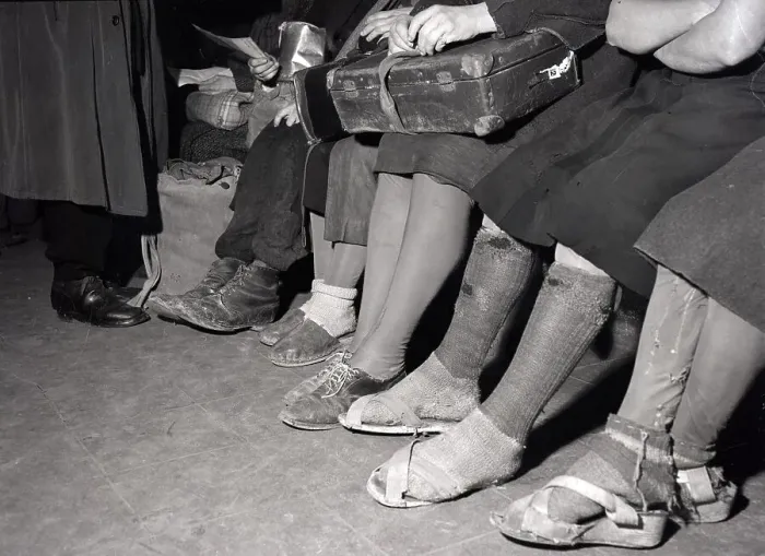 Framed Print : Weary Feet Of Refugees, Air Raid Office Framed Print : Weary Feet Of Refugees, Air Raid Office