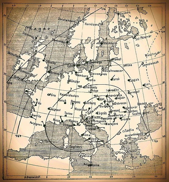 Weather map, wind direction from 1894