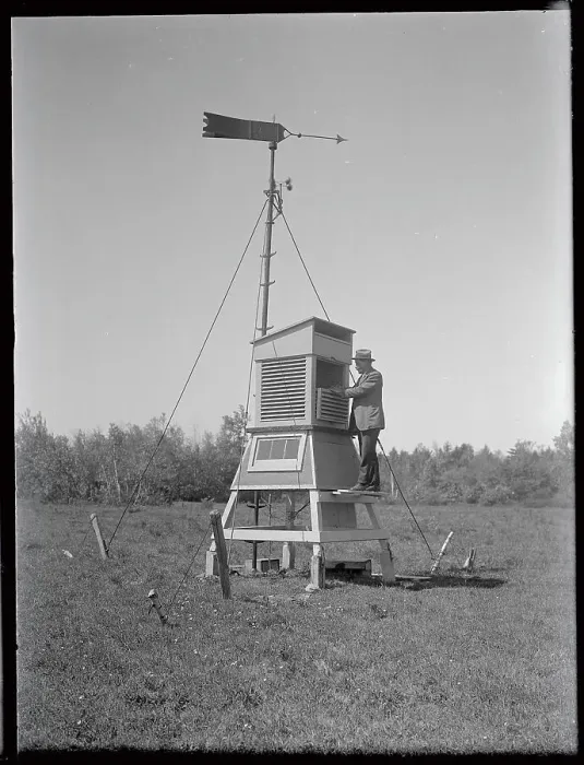 Framed Print : Weather Station Being Maintained by Conservation Commission Framed Print : Weather Station Being Maintained by Conservation Commission