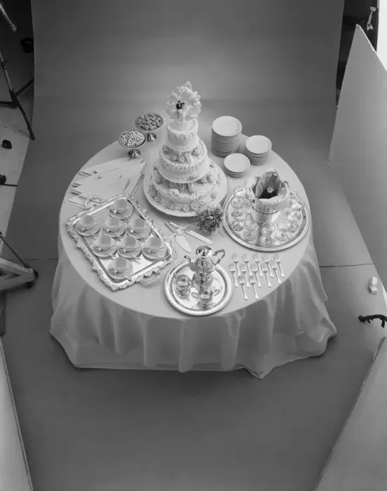 Framed Print : Wedding cake decorated with place setting Framed Print : Wedding cake decorated with place setting