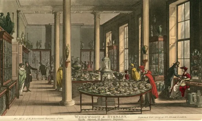 Framed Print : Wedgwood. The showrooms of Wedgwood and Byerley in St Jamess Square, London
