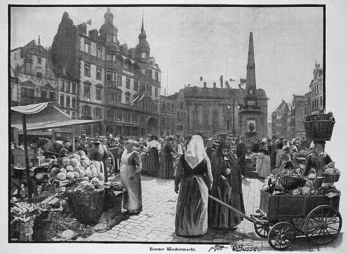 Framed Print : Weekly market in Bonn, Germany, c. 1898, Historic, digital reproduction of an original 19th-century image, original date unknown Framed Print : Weekly market in Bonn, Germany, c. 1898, Historic, digital reproduction of an original 19th-century image, original date unknown