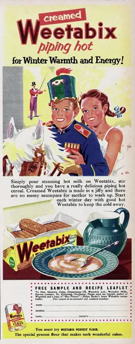 Framed Print : Weetabix. 1955: Advertisement for Weetabix breakfast cereal with the caption Framed Print : Weetabix. 1955: Advertisement for Weetabix breakfast cereal with the caption