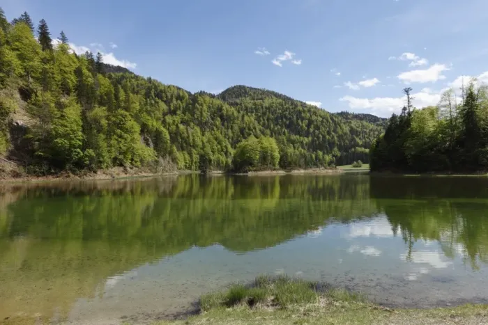 Framed Print : Weitsee Lake, Chiemgau region, Chiemgau Alps, Upper Bavaria, Bavaria, Germany, Europe