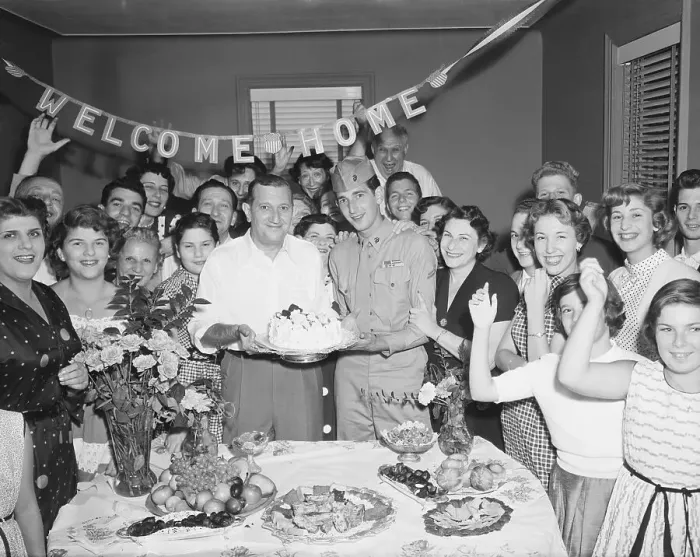 Framed Print : Welcome Home Party For Young Marine Framed Print : Welcome Home Party For Young Marine