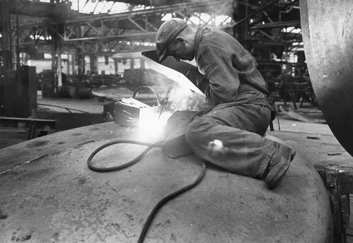 Framed Print : Welder. A welder at work in Poland. Original Publication Framed Print : Welder. A welder at work in Poland. Original Publication