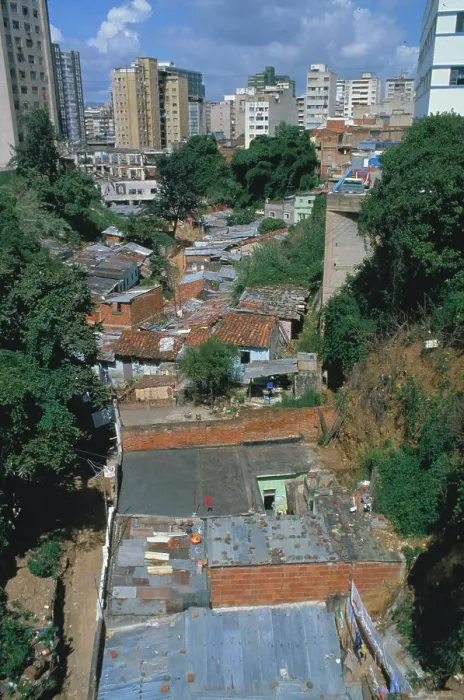 Framed Print : Well-to-Do Homes Overlooking Slum Framed Print : Well-to-Do Homes Overlooking Slum
