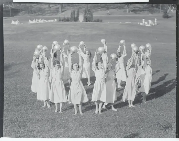 Framed Print : Wellesley College Students Performing Dance Using Balls