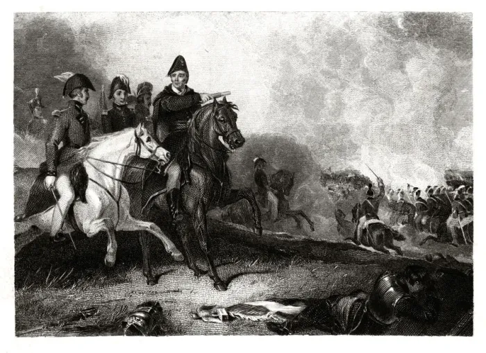 Framed Print : Wellington at Waterloo (1859 engraving) Framed Print : Wellington at Waterloo (1859 engraving)