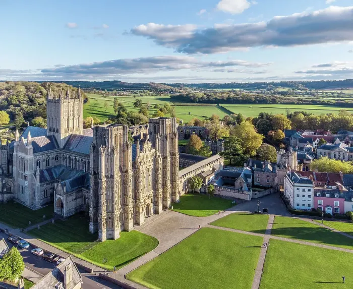 Framed Print : Wells Cathedral from a high angle perspective Framed Print : Wells Cathedral from a high angle perspective