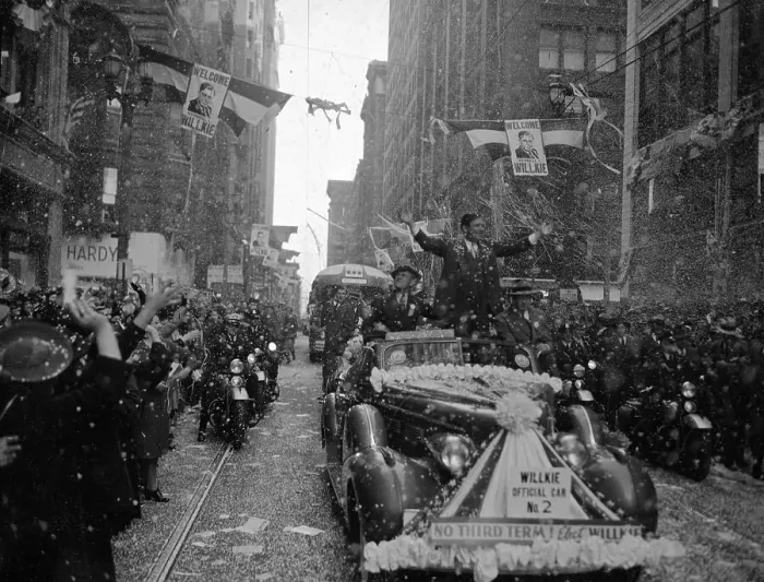 Framed Print : Wendel L. Willkie in Limousine During Parade Framed Print : Wendel L. Willkie in Limousine During Parade